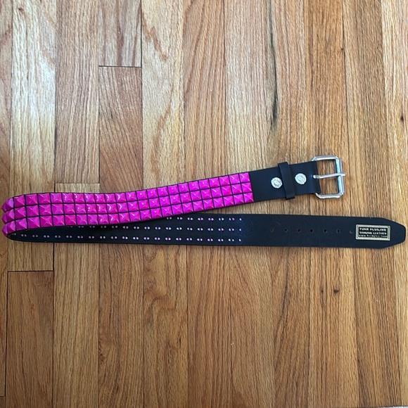 Hot Pink and Black Studded Belt W/Removable Buckle - Picture 1 of 6